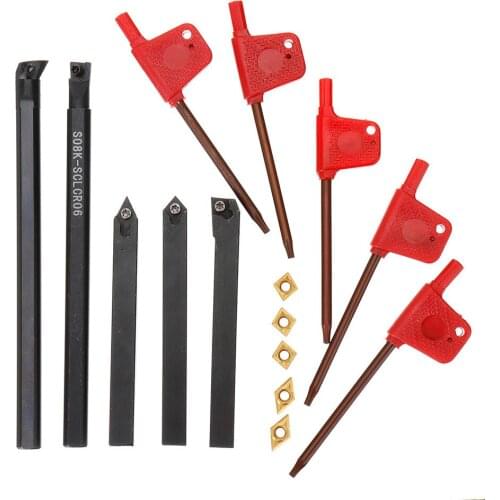 5pcs 8mm Shank Indexable Lathe Turning Tool Holder with CCMT060204 DCMT070204 Carbide Inserts for CNC Machine