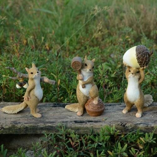 Collection Squirrel Animal Figurine Miniatures Fairy Garden Ornaments Home Decoration Friends Gift Jouet Enfant Kids Toy BK50SB
