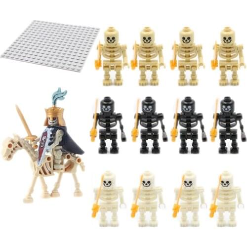 Skeleton Soldier Bricks Figures Riding Horses (Straight Arms / Swivel Arms) Solid Model Building Block For Children Kids Toys