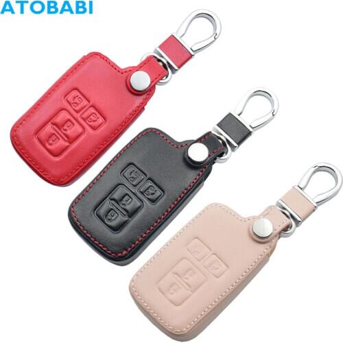 Leather Car Key Case For Toyota Sienta Noah Voxy Esquire VELLFIRE Alphard 4 Buttons Remote Fob Cover Keychain Bag Auto Accessory