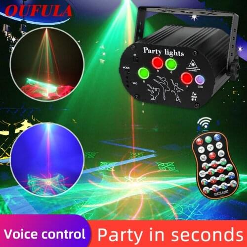 OUFULA Dream Laser Light Scanning LED Flashlight Voice Control Stage Lamp with Remote Control for Home KTV Bar