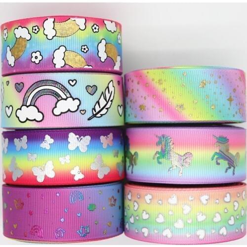 10 Yards 1" 25MM Grosgrain Ribbon Gold/Silver Printed Ribbon For Hair Bows DIY Crafts Handmade Accessories Y20032003