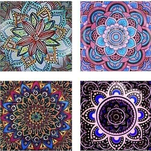 Mandala Flower Full Drill Handmade DIY Diamond Painting Home Decoration Four Pieces Can Be Customized Cross Stitch Gift