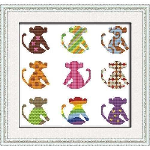 Changeable monkey cross stitch kit 14ct 11ct print canvas hand sew cross-stitching embroidery DIY handmade needlework