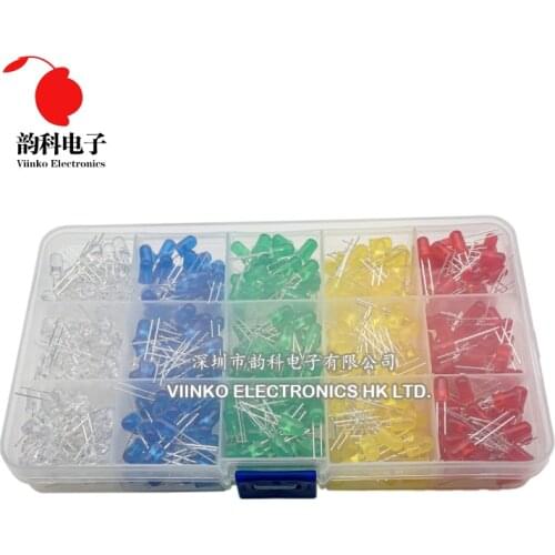 5x100pcs=500Pcs 5MM LED Diode Kit Mixed Color Red Green Yellow Blue White + BOX