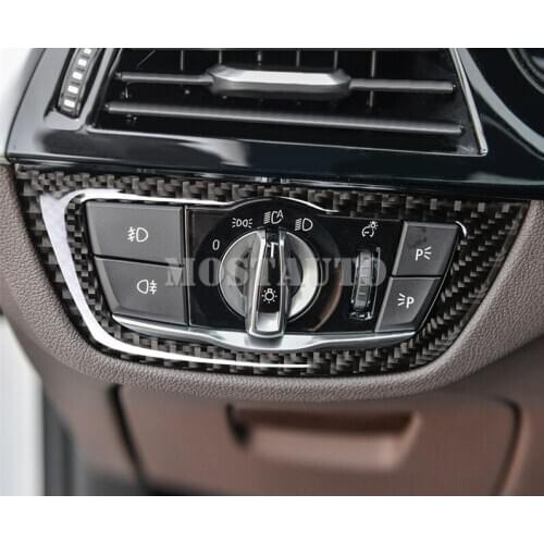 For BMW 5 Series G30 G31 Carbon Fiber Headlight Switch Button Cover 2017-2020 1pcs Car Accessories Interior Car Decor Car Trim