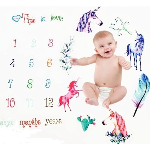Newborn Baby Milestone Monthly Blanket Manta Play Mat Photography Calendar Hair Bow Background Accessories