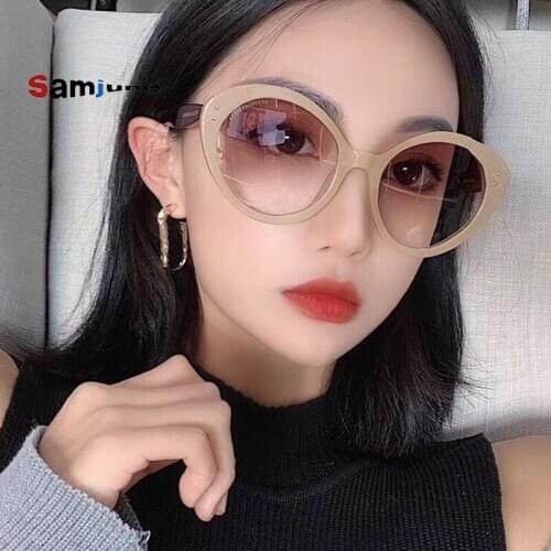 Samjune Fashion Cat eye Sunglasses Women Vintage Metal Eyewear For Women Mirror Retro Shopping Oculos De Sol Feminino UV400