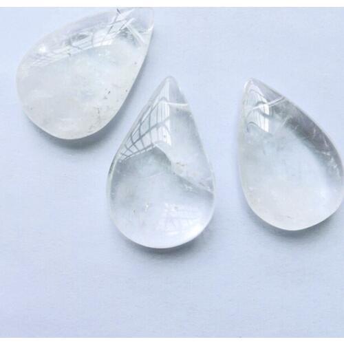 Wholesale 2pcs/lot Natural Clear Quartz Cracked Rock Crystal Pendant Beads 26x40mm Pear Drop Pendant Beads Cross Drilled
