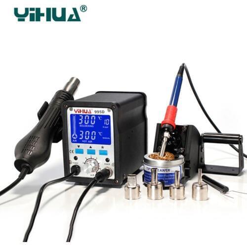 YIHUA 995d soldering station 2 In 1 smd hot air gun + soldering iron motherboard desoldering welding repair bga rework station