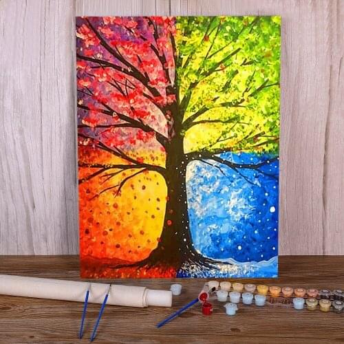 Scenery Tree Landscape Paint By Numbers Set Acrylic Paints 40*50 Picture By Numbers Photo Handmade For Wholesale
