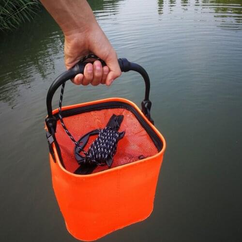 Portable Fishing Bag Collapsible Fishing Bucket Live Fish Box Camping Water Container Pan Basin Tackle Fishing Tool Storage Bag