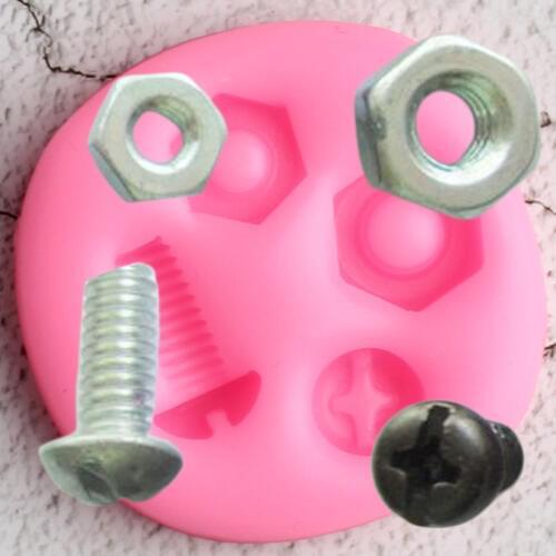 Industrial Hardware Silicone Molds Steampunk Screw Nut Fondant Baby Birthday Cake Decorating Tool Candy Chocolate Gumpaste Mould