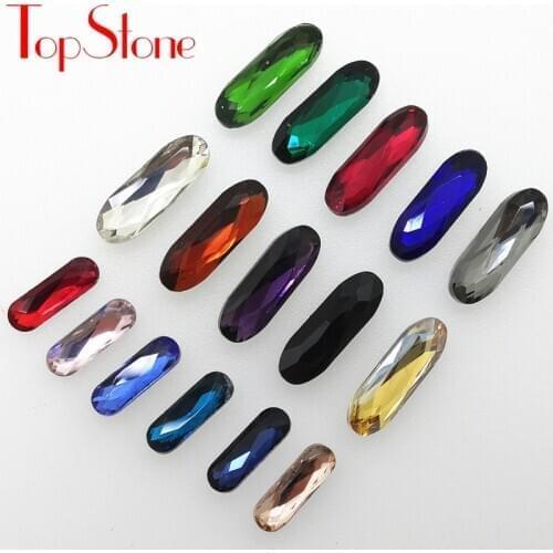 All Colors 5x15mm 7x21mm Rectangle Oval Crystal Fancy Stones Pointed Back Glass Rhinestones for DIY Dress Making
