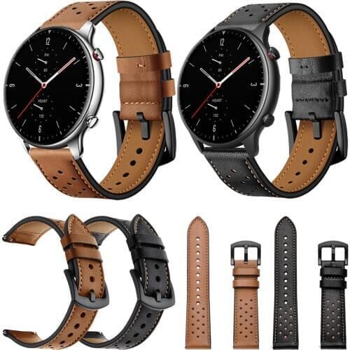 Leather Strap For Xiaomi Huami Amazfit GTR 47/42mm Wrist Bracelet Belt Band for Amazfit Stratos 3 GTS Bip S 20mm 22mm Watchbands
