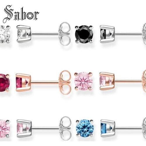 Stud Earring Colorful Stone Bohemia Gift For Women Girls Earring silver color Fashion Jewelry thomas