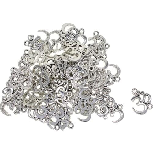 50x Tibetan Silver Om Symbol Yoga Charms Pendant For DIY Neckalce Jewellery