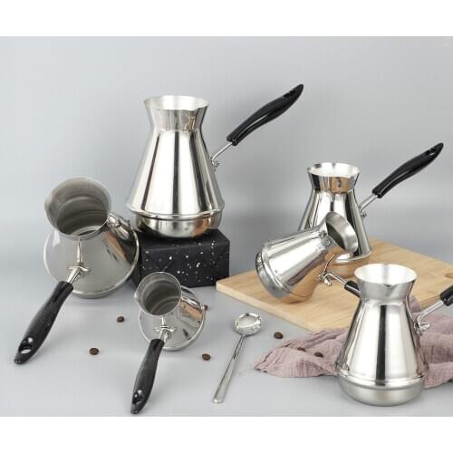Stainless Steel Turkish Coffee Pot Arabica Coffee Maker Kettles Percolators European Long Handle Mocha Moka Pots WJ717