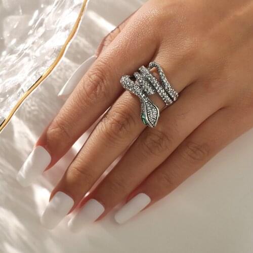Bohemian Snake Finger Rings for Women Hippie Jewelry Retro Vintage Silver Color Metal Animal Snake Ring Party Jewelry Gift
