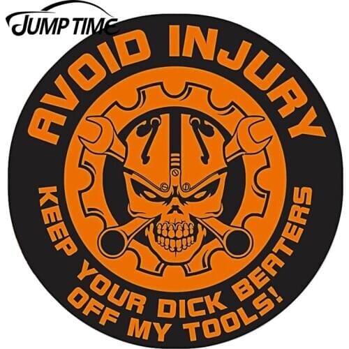 JumpTime 13cm X 13cm Keep Your Dick Beaters Off My Tools Toolbox Skull Stickers Hard Hat Helmet Decals Truck Racing Vinyl