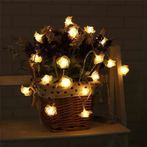 2.2M 20LED Rose Flower Battery String Fairy lights For Christmas Outdoor Home Garden Party Decor