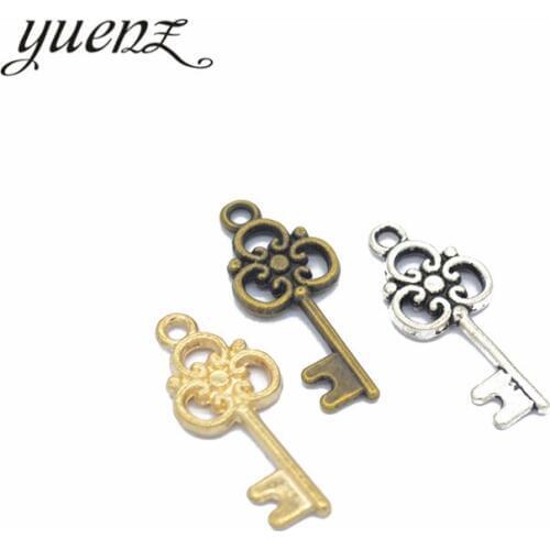 YuenZ 25 pcs Antique silver color key Charms Pendants For Necklace Bracelet Jewelry Making DIY Handmade 26*10mm O217