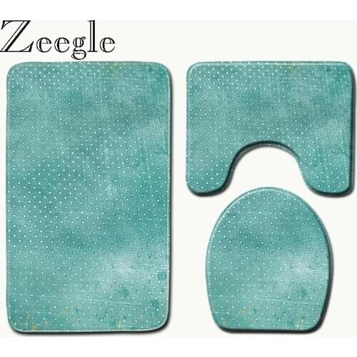 Zeegle 3D Printed Bath Mat Bathroom Shower Room Carpet Toilet Lid Cover Bathroom Floor Mats Microfiber Toilet Rugs