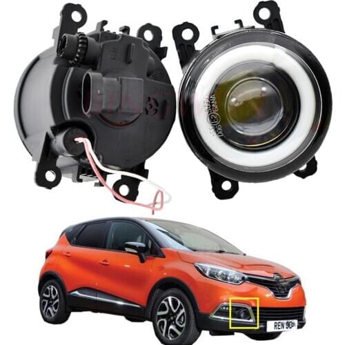 1pair H11 Car Front Bumper Fog Lamp Angel Eye DRL 12V LED Fog Light For Renault Captur 2013 2014 2015 2016 2017