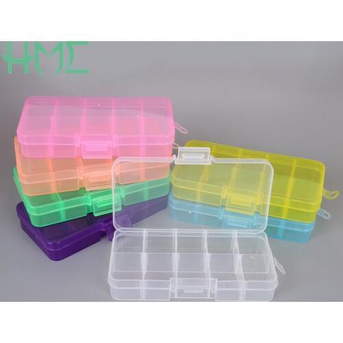 10 Cells DIY Organizer Box 7 Colors Transparent Color Splittable Plastic Storage Boxes