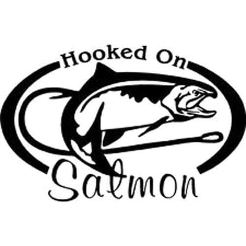 16CM*10.3CM Fishing Hooked On Salmon Coho Rod Reel Water Vinyl Decal Car sticker Car Styling With Black Sliver C8-0123