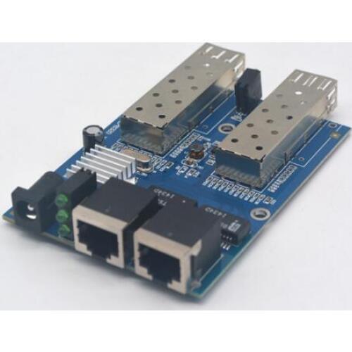 2 Giga SFP and 2 1000Mbps Tx Port Fiber switch Media Converter PCB board