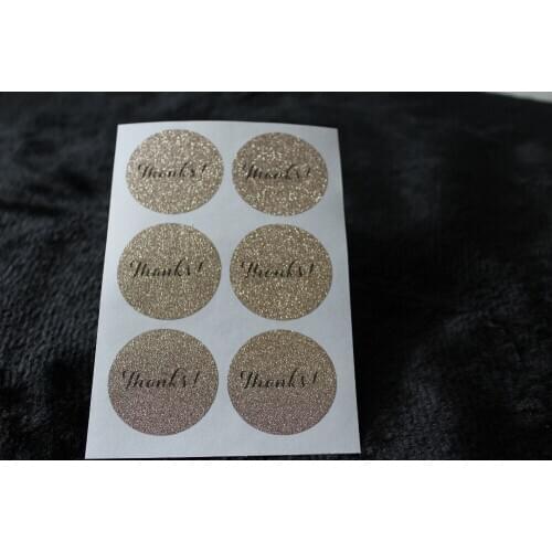 3.8cm Thanks Rose gold glitter classic round sticker