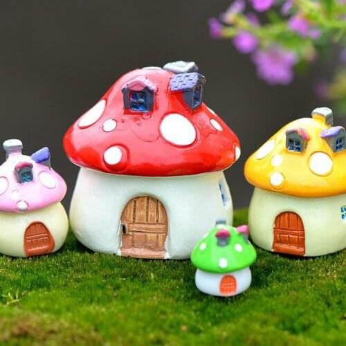 3 Sizes Miniature Micro Gnome Terrarium Mediterranean house mushroom Castle DIY Resin Fairy Garden Craft Decoration