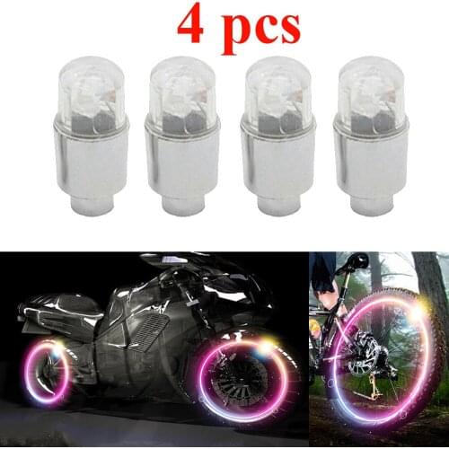 4x Bike Spoke Light Tire Nozzle Valve Caps Spokes Car Wheel Light with Battery Mountain Road Bike Bicycle Cycling Warning Lights