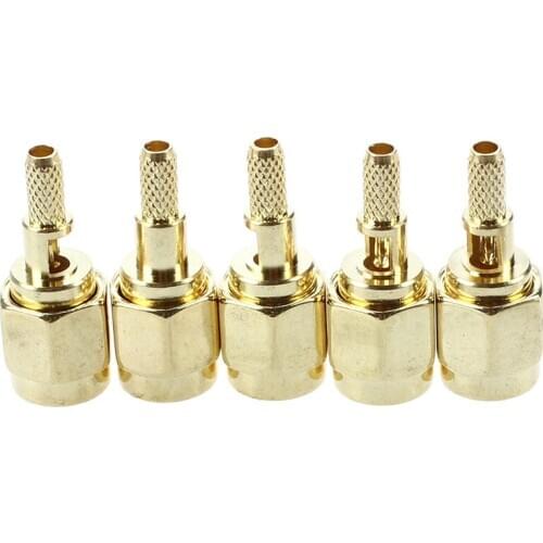5 x SMA Male Straight Crimp RG174 RG188 RG316 LMR100 RF Coax Connector