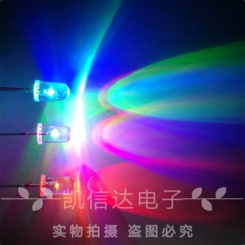 50pcs/lot F5 5mm Fast/Slow RGB Flash Red Green Blue Rainbow Multi Color Light Emitting Diode Round LED Full Color DIY