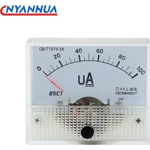 85C1-uA DC Pointer Ammeter Analog Ammete Microammeter Mechanical Current Meter Panel AMP Meter 50uA 100uA 200uA 300uA 500uA