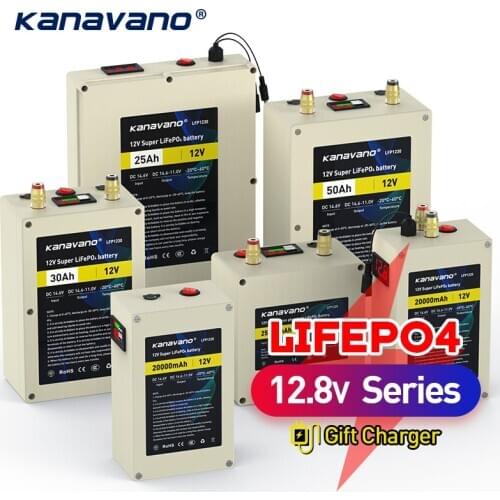 Kanavno 12V Deep Cycle LiFePO4 Rechargeable Battery Pack 12.8V 20Ah 30Ah 40Ah 50Ah Life Cycles 4000 with Built-in BMS Protection