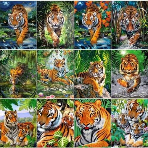 Diamond Embroidery Tiger Full Square Diamond Painting Animal Picture Of Rhinestones Cross Stitch Mosaic Handmade Art