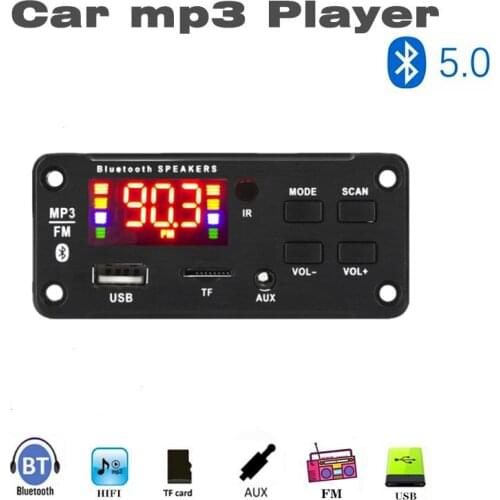 ARuiMei MP3 WMA WAV Decoder Board 5V -12V Wireless Audio Module Color screen AUX USB TF FM Auto Accessories Audio Modification