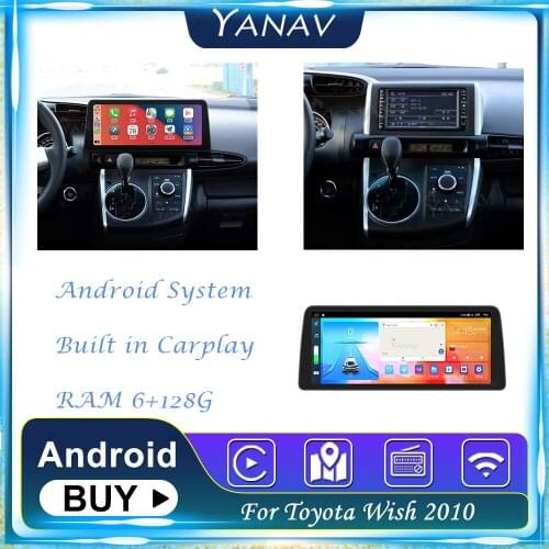 Android 2Din Car Radio For Toyota Wish 2010 GPS Navigation Built in carplay Video Stereo Receive Multimedia MP3 Player Head Unit