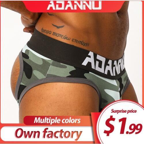 ADANNU Brand Sexy Gay Jockstrap Men Underwear Breathable Cotton Male Panties Cueca Tanga Mens Thongs G-String Sissy Lingerie