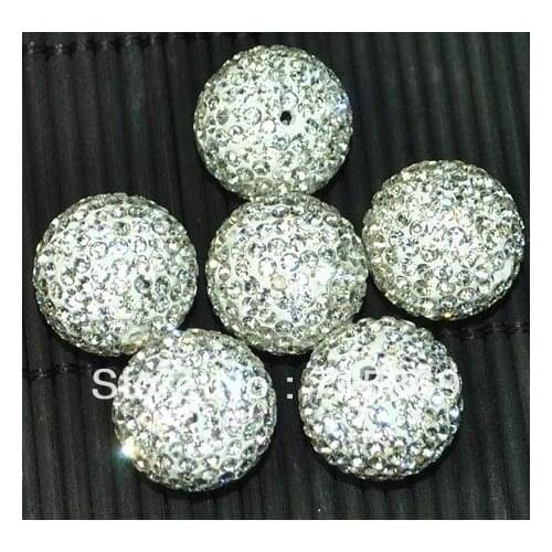 50pcs/lot 16MM CZ Crystal Beads beads For Pave Disco Balls Made Bracelets White Color Free Ship