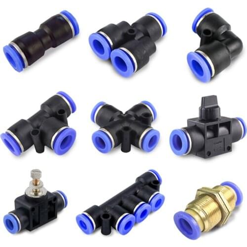 Air Fitting Pneumatic 10mm 8mm 6mm 12mm 4mm 16mm OD Hose Tube One Touch Push Into Straight Gas Fittings Plastic Quick Connectors