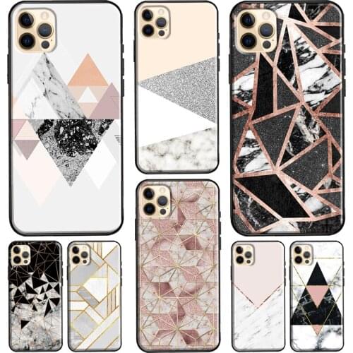 Geometric Marble Silicone Case For iPhone XR X XS Max 5S 6S 7 8 Plus SE 2020 11 12 Pro Max Phone Cover