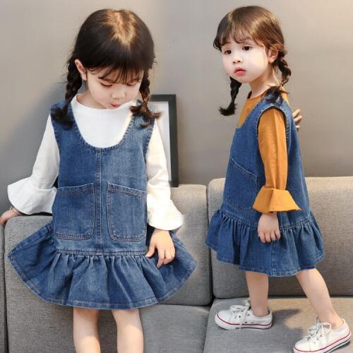 Baby Girls Denim Sling Dresses For Kids Casual Beach Vestidos With Pocket Summer Toddler Girl 1 2 3 4 Year Childrens Clothes