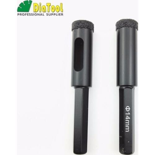 DIATOOL 2pcs Diameter 14mm Diamond Drill Bits Hex Shank Vacuum Brazed Diamond Drilling Bits Marble Granite Tile Hole Saw