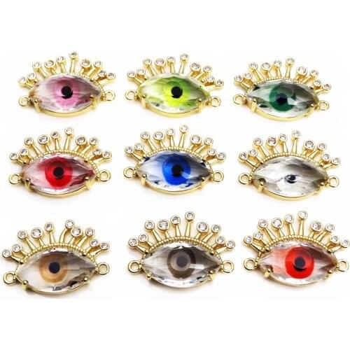 Micro zircon inlaid stars Magic eye Style hand card accessory Link bracelet Glass colored eyes zircon for Jewelry Making