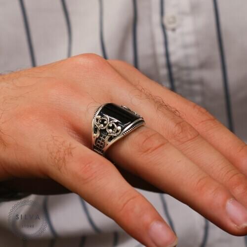 Agate Aqeeq 925 silver mens ring. Mens jewelry stamped with silver stamp 925 All sizes are available