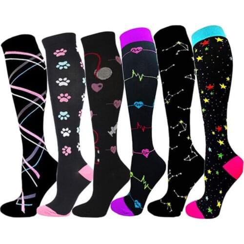 Compression Stockings Fit Women & Men Cycling Socks Halloween Cat Dog Pattern Leg Pressure Unisex Outdoor Running Compress Socks